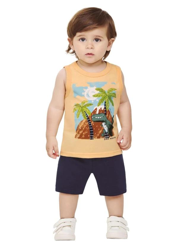 Elian - Conjunto Menino Regata e Bermuda Amarelo