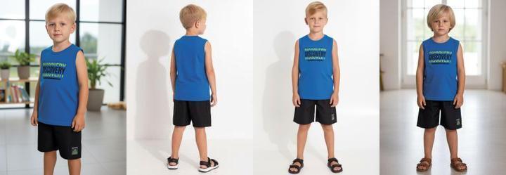 Conjunto Menino Regata e Bermuda Azul
