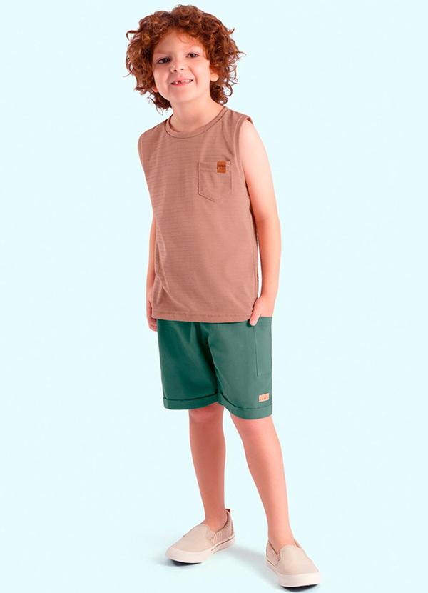 Ddk - Conjunto Menino Regata e Bermuda Bege 1