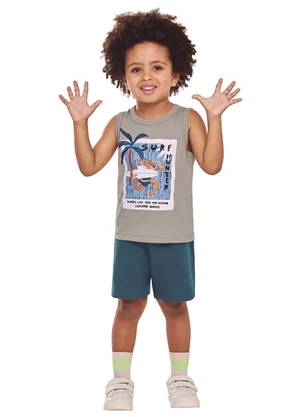 Elian - Conjunto Menino Regata e Bermuda Cinza - ELIAN