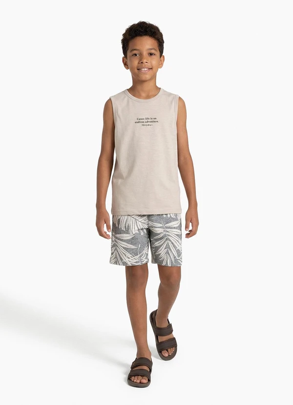 Fakini - Conjunto Menino Regata e Bermuda Estampada Cinza
