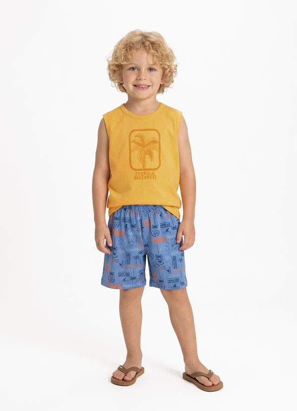 Fakini - Conjunto Menino Regata e Bermuda Laranja