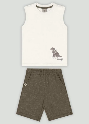 Conjunto Menino Regata e Bermuda Quimby Branco - QUIMBY