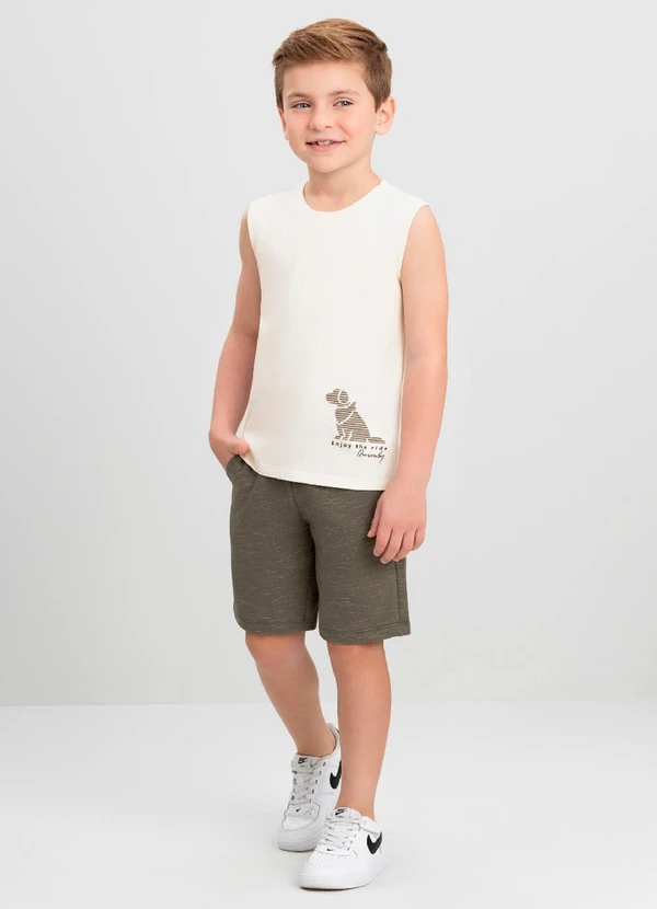 Quimby - Conjunto Menino Regata e Bermuda Quimby Branco