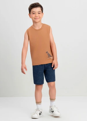 Conjunto Menino Regata e Bermuda Quimby Marrom - QUIMBY