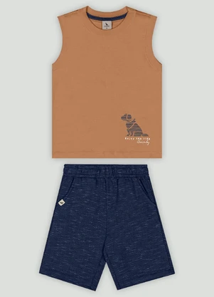 Conjunto Menino Regata e Bermuda Quimby Marrom - QUIMBY