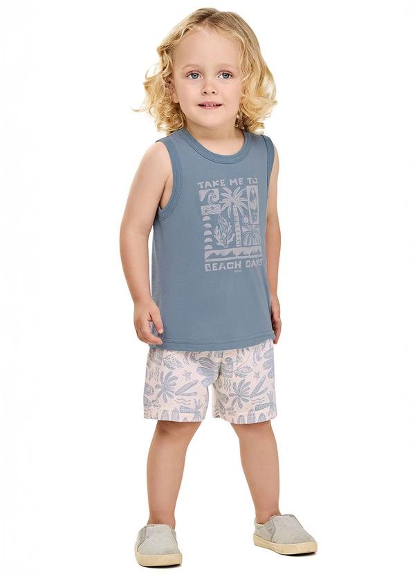 Elian - Conjunto Menino Regata e Bermuda Tropical Azul