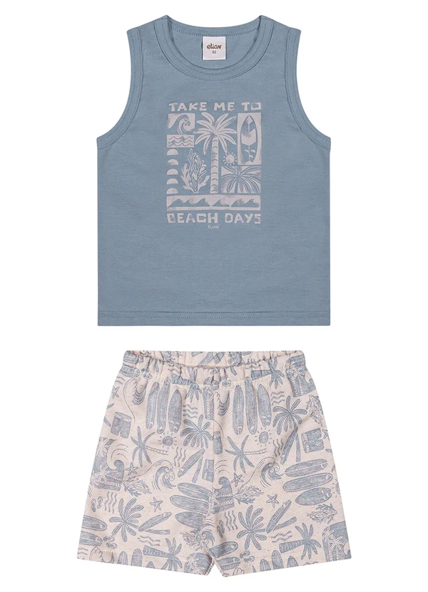 Elian - Conjunto Menino Regata e Bermuda Tropical Azul 2