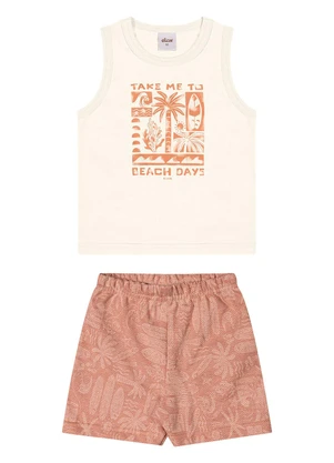 Elian - Conjunto Menino Regata e Bermuda Tropical Bege - ELIAN