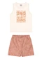 Elian - Conjunto Menino Regata e Bermuda Tropical Bege - variação: Bege