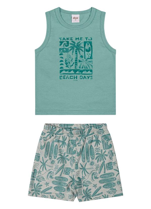 Elian - Conjunto Menino Regata e Bermuda Tropical Verde