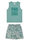 Elian - Conjunto Menino Regata e Bermuda Tropical Bege - variação: Verde