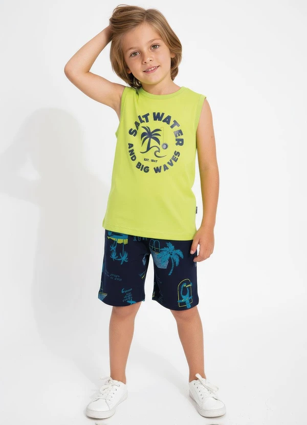 Multimarcas - Conjunto Menino Regata e Bermuda Verde 3