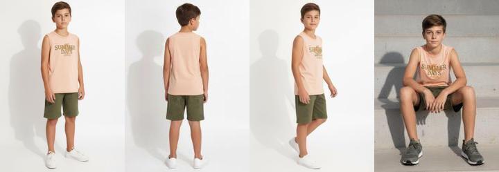 Conjunto Menino Regata e Bermuda Verde