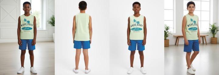 Conjunto Menino Regata e Bermuda Verde