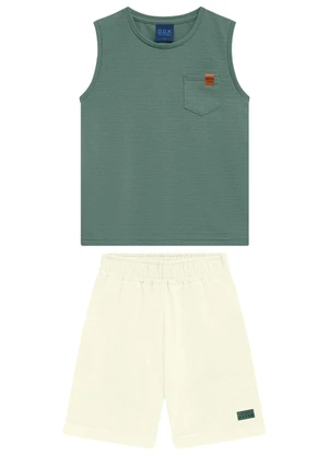 Ddk - Conjunto Menino Regata e Bermuda Verde - DDK
