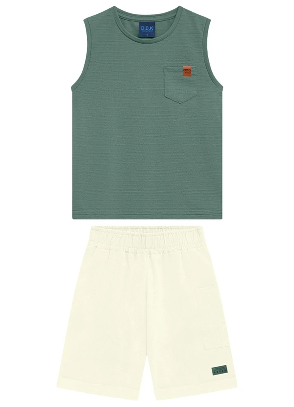 Ddk - Conjunto Menino Regata e Bermuda Verde
