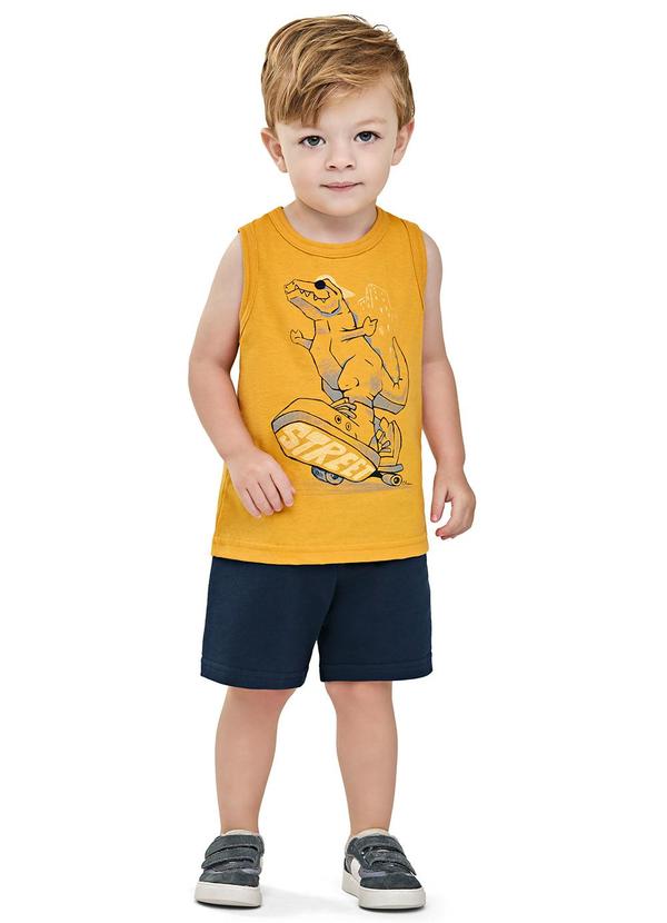 Elian - Conjunto Menino Regata Estampada Amarelo