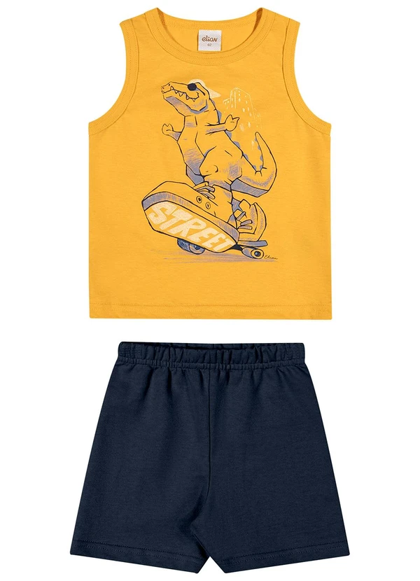 Elian - Conjunto Menino Regata Estampada Amarelo 2