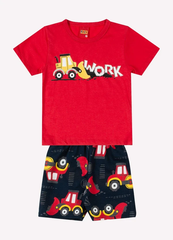 Kyly - Conjunto Menino Retroescavadeira Vermelho