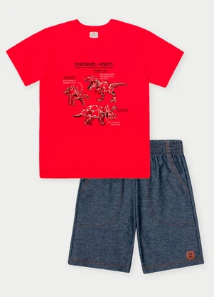 Abrange - Conjunto Menino Robôs Dinossauros Vermelho - ABRANGE
