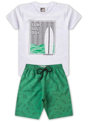 Rosa Azul - Conjunto Menino Surf All Day Kangulu Branco - ROSA AZUL