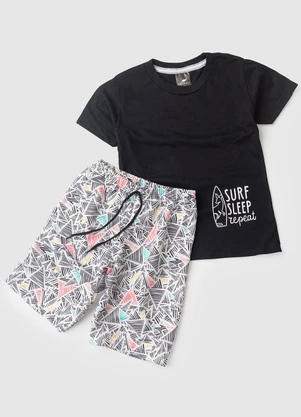 Rosa Azul - Conjunto Menino Surf Sleep Kangulu Preto - ROSA AZUL