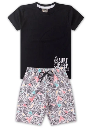 Rosa Azul - Conjunto Menino Surf Sleep Kangulu Preto - ROSA AZUL