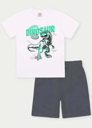 Abrange - Conjunto Menino T-Rex Branco - ABRANGE