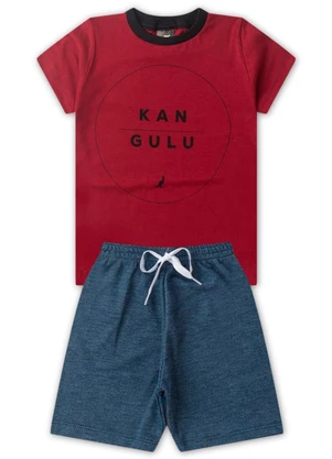 Rosa Azul - Conjunto Menino Verão Círculo Kangulu Bordô - ROSA AZUL