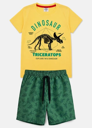 Keki Boys - Conjunto Menino Verão Dinossauro Amarelo - KEKI BOYS