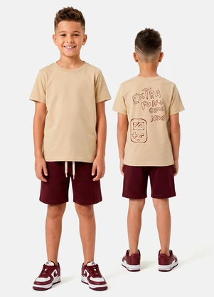 Keki Boys - Conjunto Menino Verão Extra Fun Game News Caqui - KEKI BOYS