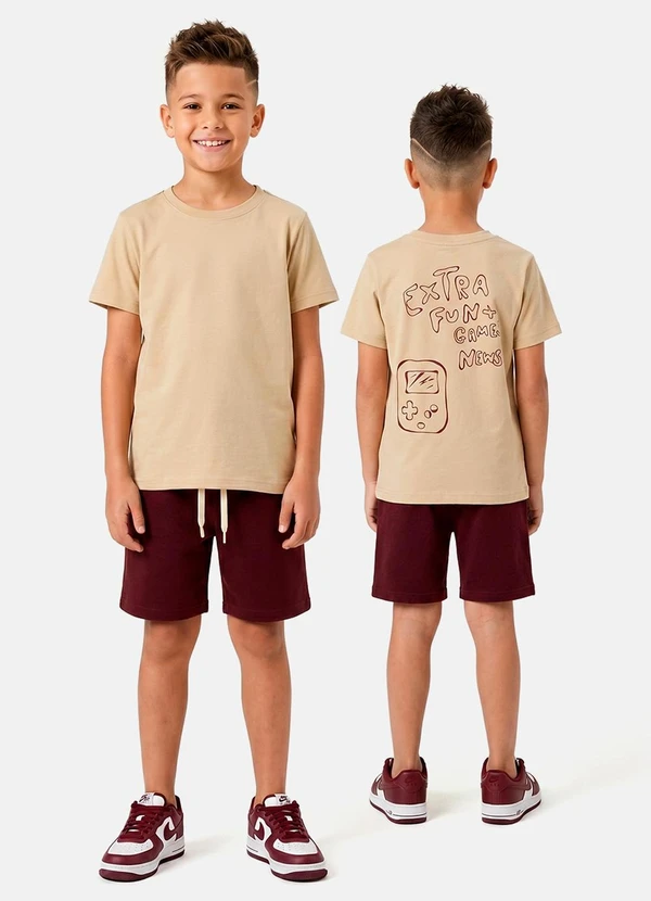 Keki Boys - Conjunto Menino Verão Extra Fun Game News Caqui