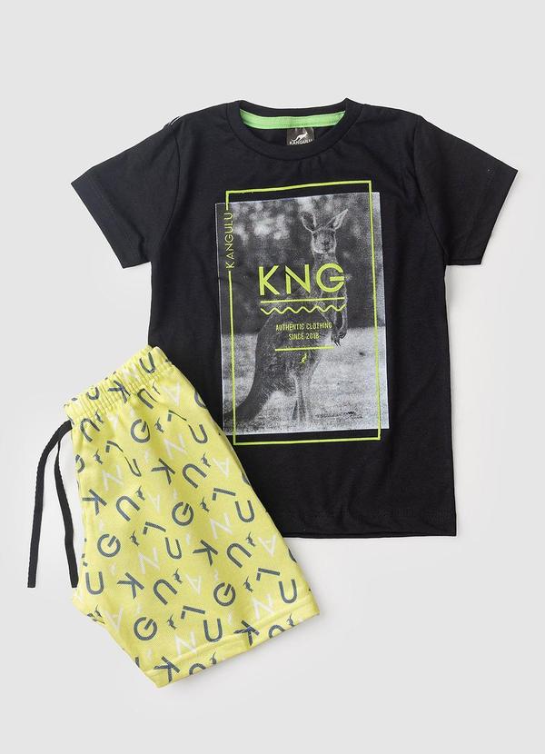 Rosa Azul - Conjunto Menino Verão Kng Kangulu Preto