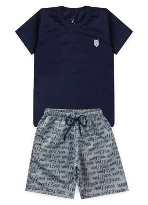 Rosa Azul - Conjunto Menino Verão Lobo Kangulu Marinho - ROSA AZUL