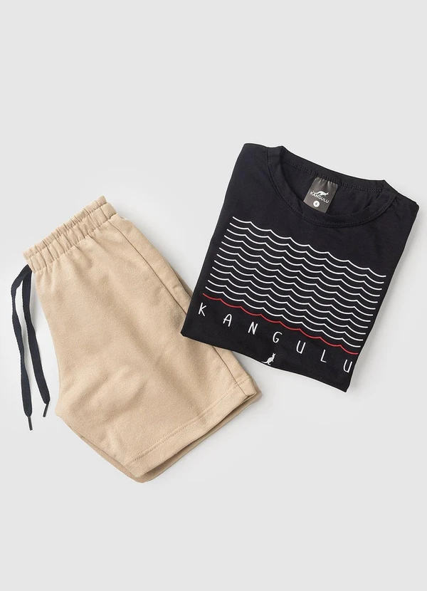 Rosa Azul - Conjunto Menino Verão Ondas Kangulu Preto 1