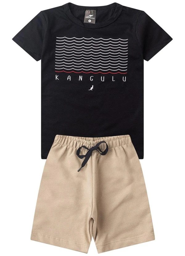 Rosa Azul - Conjunto Menino Verão Ondas Kangulu Preto 2