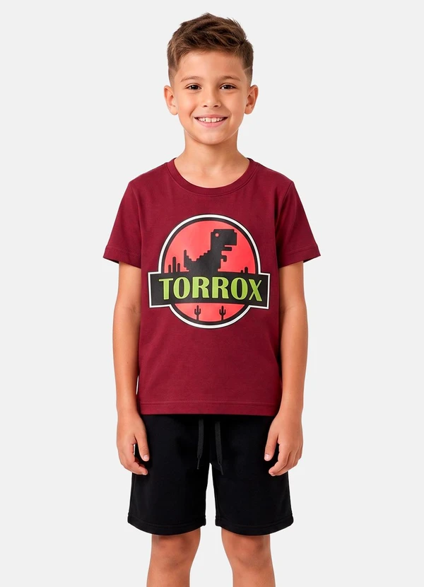 Torrox - Conjunto Menino Verão Torrox Dino Bordô