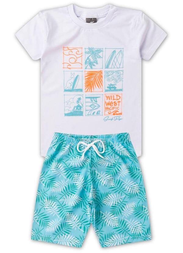 Rosa Azul - Conjunto Menino Wild West Pacific Kangulu Branco