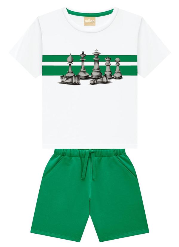 Milon - Conjunto Menino Xadrez Branco