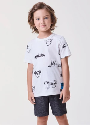 Bimbi - Conjunto Mescla com Estampa de Carros Off White - BIMBI