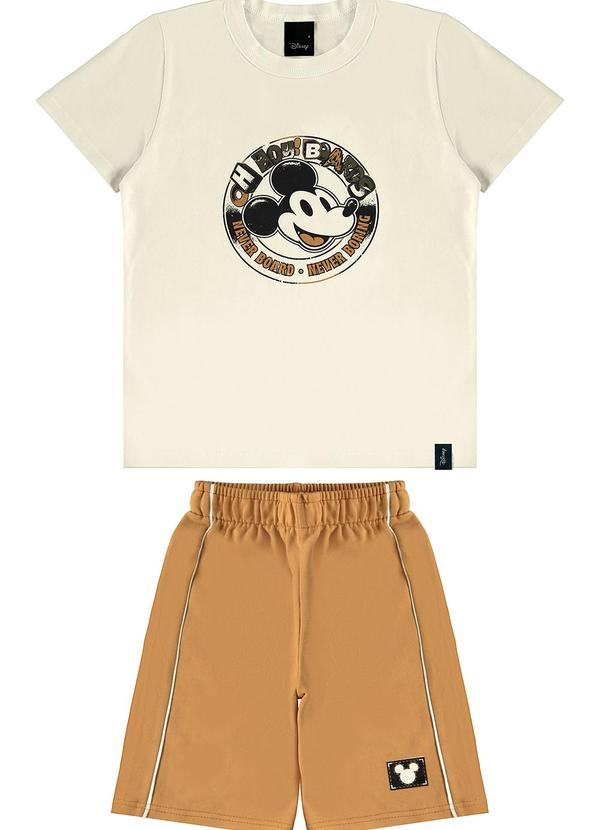 Malwee Kids - Conjunto Mickey Mouse em Moletinho Off White