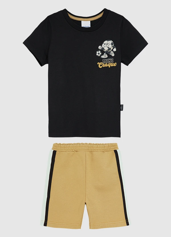 Malwee Kids - Conjunto Mini Artilheiro com Moletom Preto