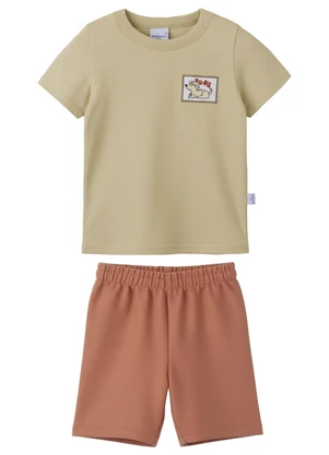 Malwee Kids - Conjunto Missão Brincar em Moletom Bege - MALWEE KIDS