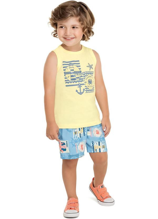 Alenice - Conjunto Moda Náutica Menino Amarelo