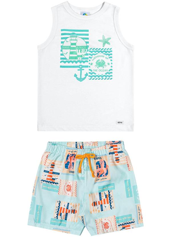 Alenice - Conjunto Moda Náutica Menino Branco
