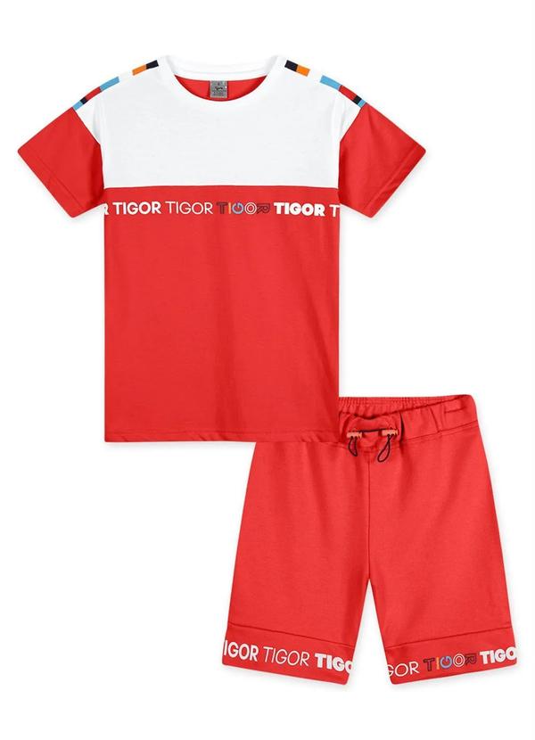 Tigor T Tigre - Conjunto Moletom Infantil Masculino Vermelho