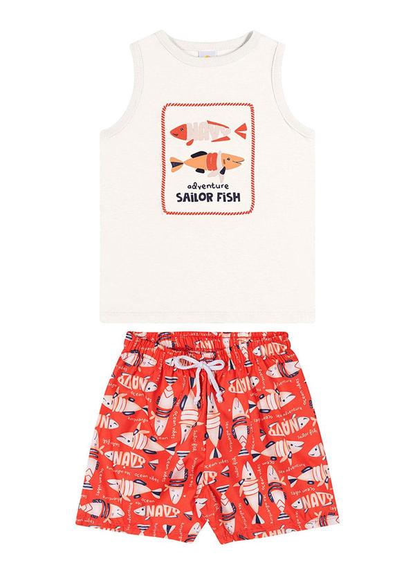 Alenice - Conjunto Navy Peixinhos Menino Branco 1