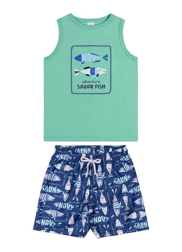 Alenice - Conjunto Navy Peixinhos Menino Verde 1