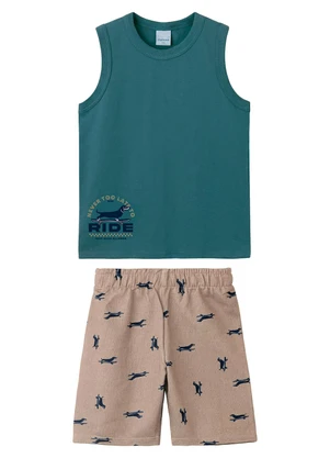 Malwee Kids - Conjunto Never Too Late To Ride Azul Petróleo - MALWEE KIDS